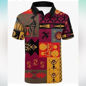 Men's Golf Shirt Short Sleeve Printed Performance Moisture Wicking Polo XL new